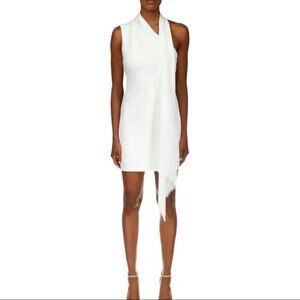 One 33 Social White Wrap Around Neck Fringe Mini Dress Size 0